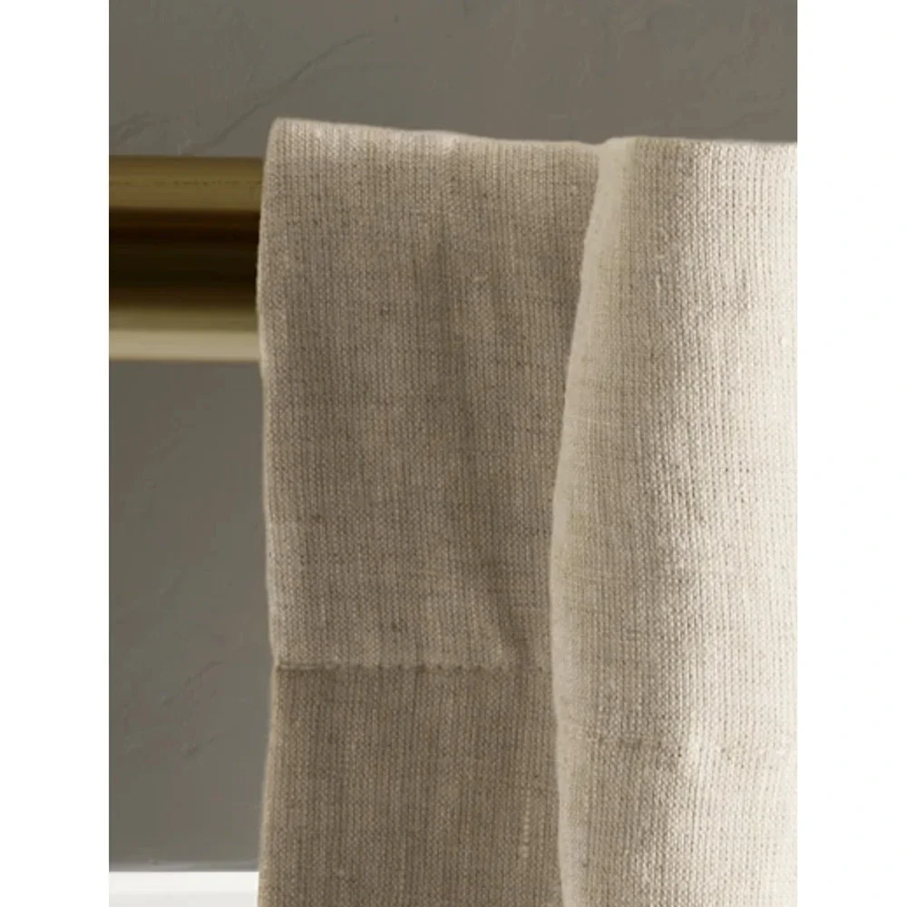 Quince European Linen Panel Flax True Blackout Room Darkening Curtain Size 48×96